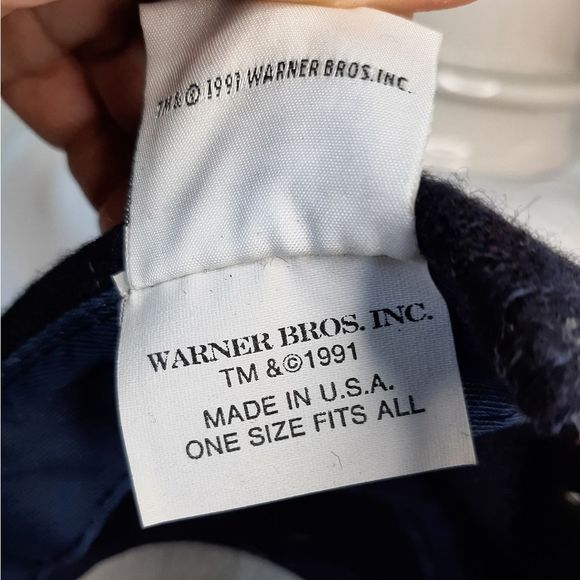 ACME Warner Brothers Looney Tunes Snapback Hat Navy Blue Wool Vintage 19… - Picture 7 of 9